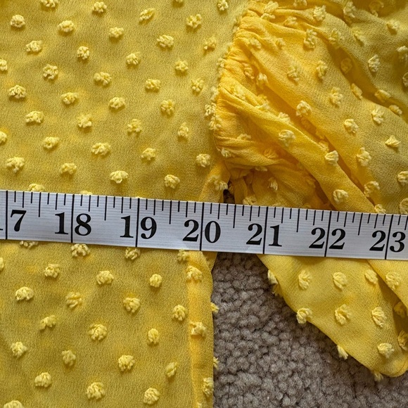 ALICE + OLIVIA Yellow Boho Short Swiss Dot Sleeve Julius Ruffle Sleeve Blouse S - Picture 12 of 15